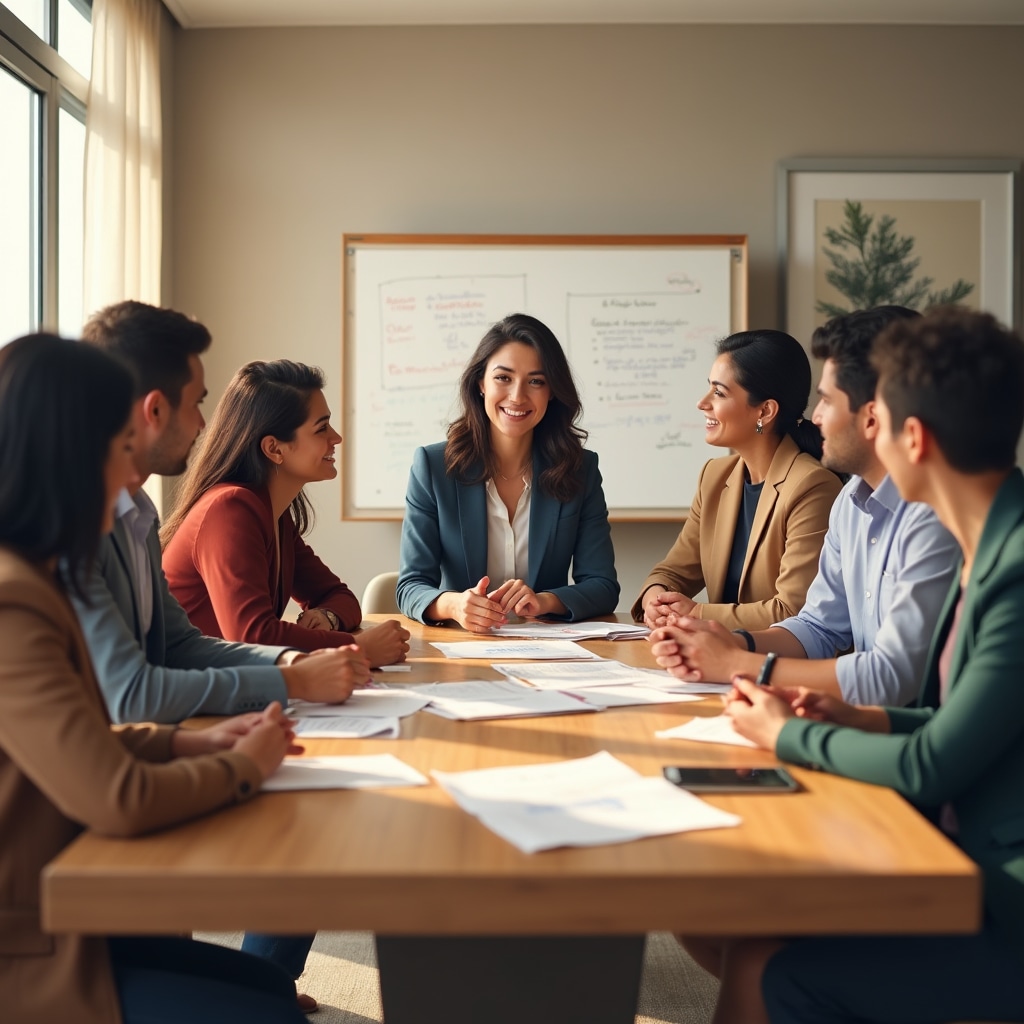 Community members gathered in cooperative meeting discussing financing options