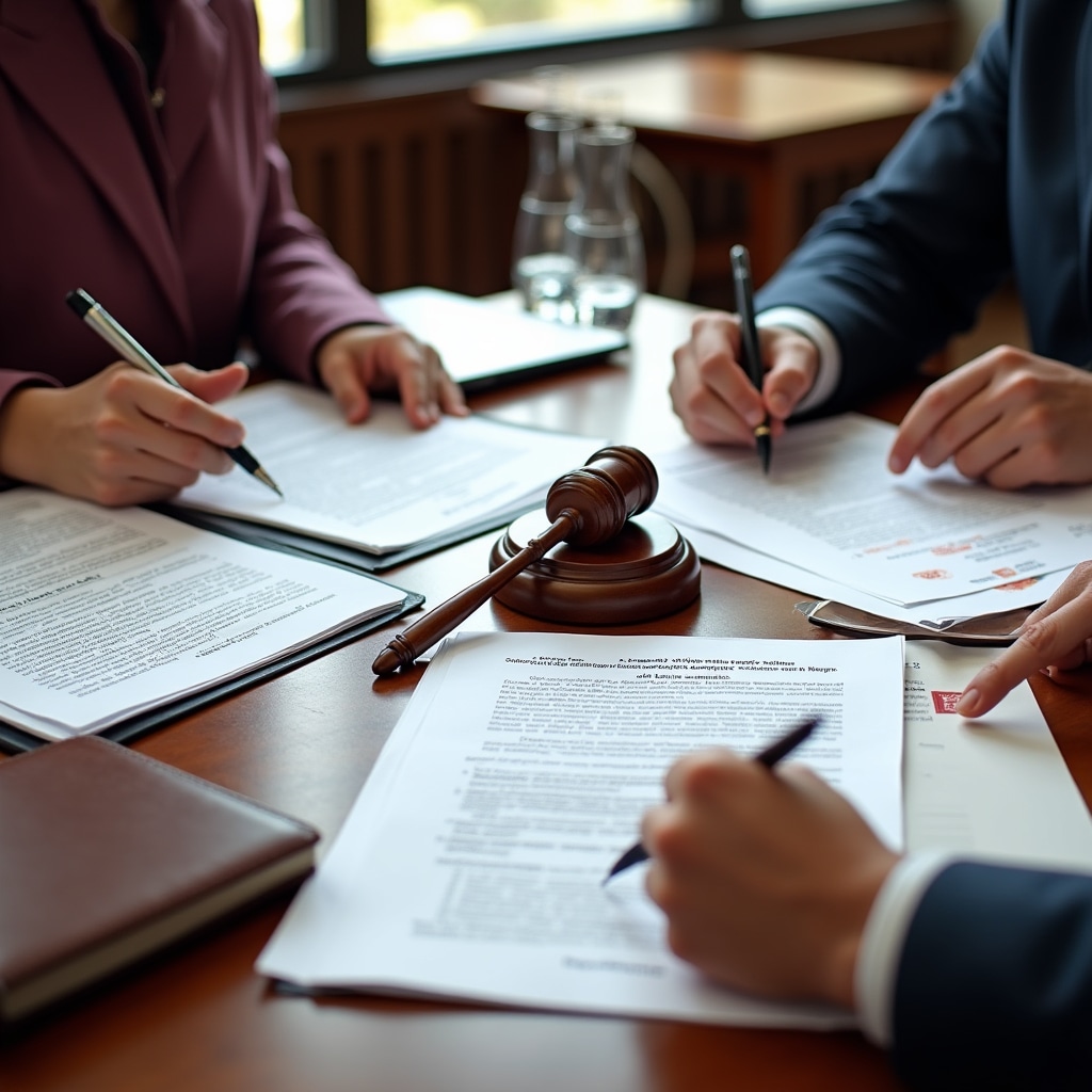 Legal documents and cooperative charter spread on desk with gavel symbolizing regulatory structure