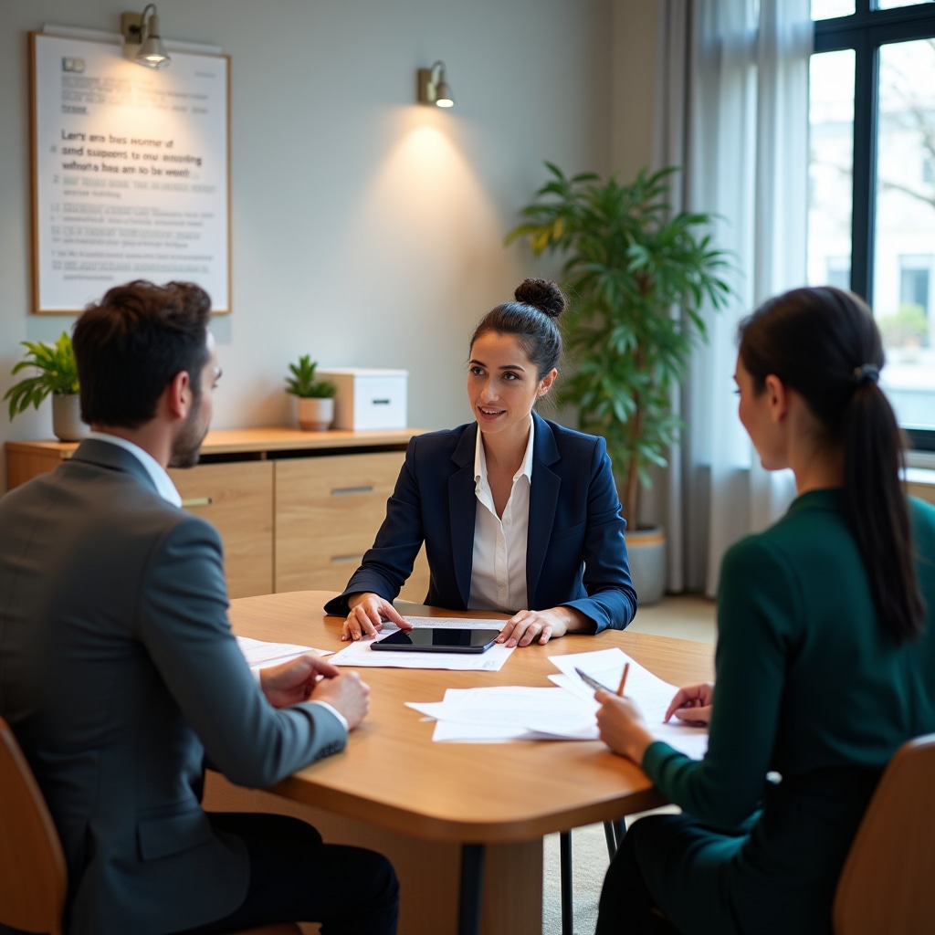 Credit cooperative office with staff assisting community members